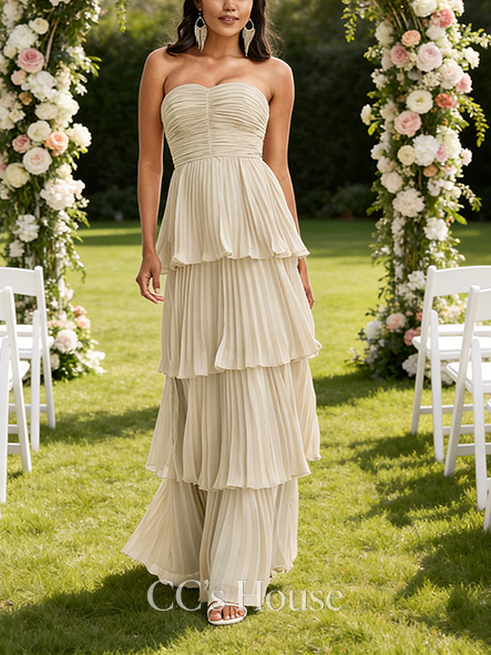 A-line Dreamy Sweetheart Floor-Length Chiffon Bridesmaid Dress