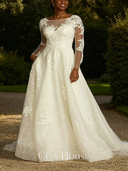 Glamorous Plunging Neckline Lace and Tulle Ball Gown