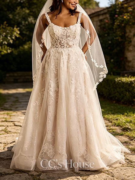 Gentle Scoop Neck Illusion Bodice Tank Ball Gown