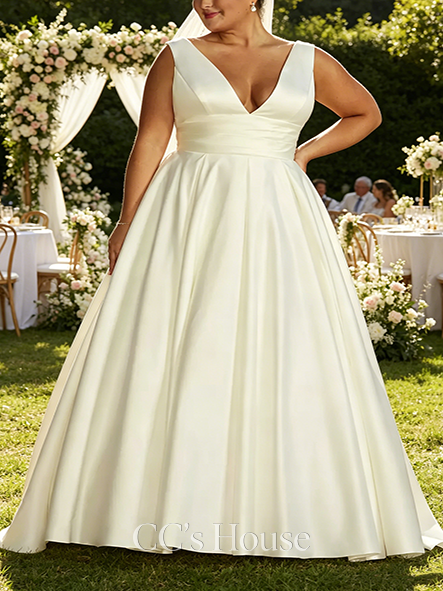 Waist-Accentuating Cummerbund Satin Ball Gown Wedding Dress
