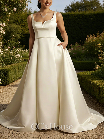 Basic Satin Tank Ball Gown Wedding Dress