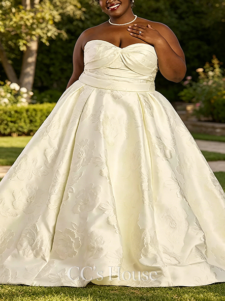 Stylish Strapless Twist Knot Bodice Jacquard Ball Gown