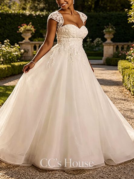 Multi-Wear Lace Applique Ball Gown with Removable Sleeves