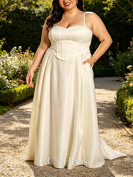 Structured Satin Corset Bodice Ball Gown Wedding Dress