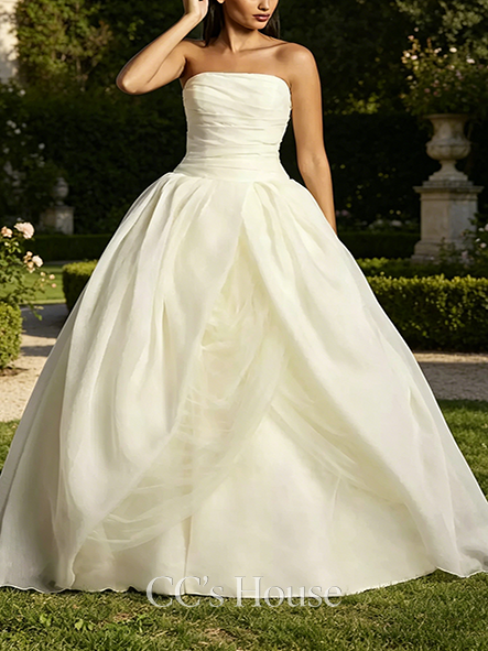 Textured White Textured Organza Wedding Dress