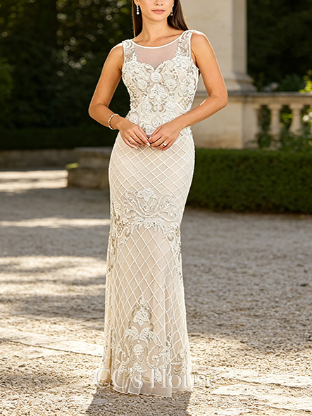 Ethereal Hyacinth Illusion High-Neck Beaded Gown