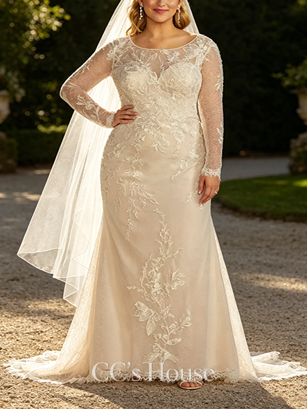 Full-lace Allover Lace Long Sleeve Sheath Wedding Dress Full-lace Allover Lace Long Sleeve Sheath Wedding Dress
