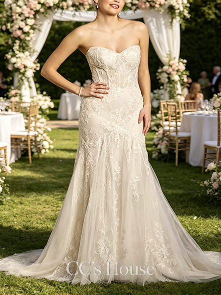 Sparkling Beaded Lace Mermaid Wedding Dress