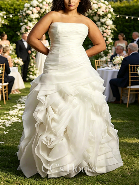 Ethereal White Organza Trumpet Wedding Dress
