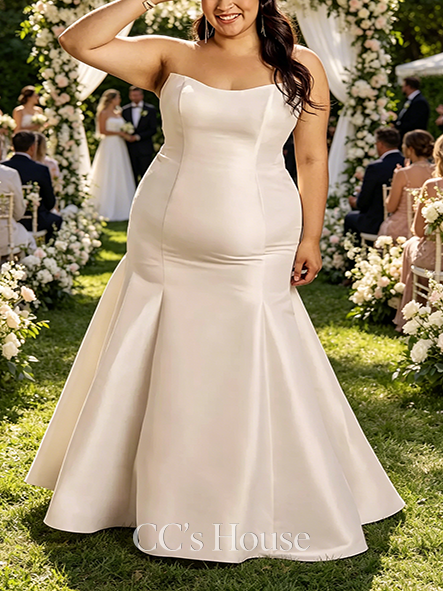 Regal Strapless Mikado Mermaid Wedding Dress