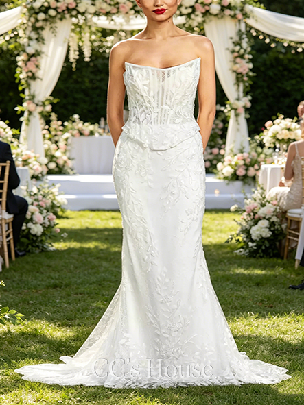 Luxurious Two-Piece Beaded Lace Mermaid Wedding Dress