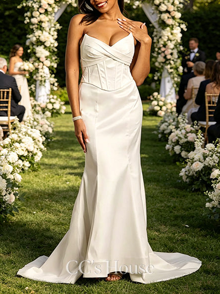 Structured Mikado Basque Waist Mermaid Wedding Dress