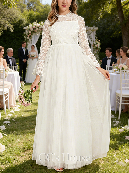 A-line Soft Scoop Floor-Length Chiffon Junior Bridesmaid Dress