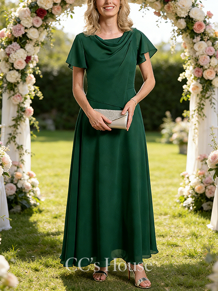 New Arrival A-line Luxury Scoop Ankle-Length Chiffon Mother of the Bride Dress