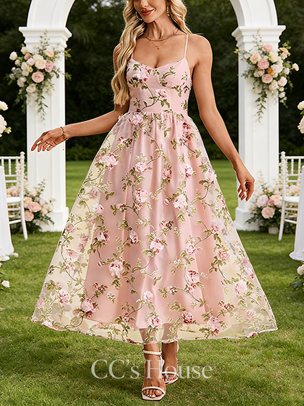 A-line Wedding Guest Dress Graceful Sweetheart Ankle-Length Organza Cocktail Dress