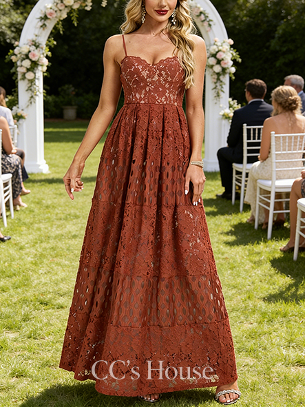 A-line Wedding Guest Dress Exquisite Sweetheart Floor-Length Lace Evening Dress