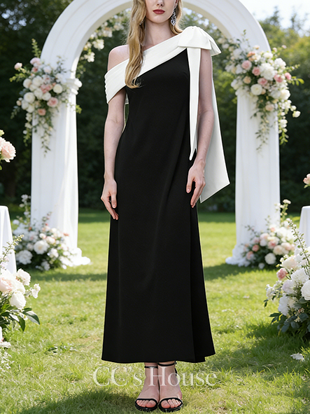 A-line Wedding Guest Dress Polished One Shoulder Ankle-Length Stretch Crepe Evening Dress With Pleated